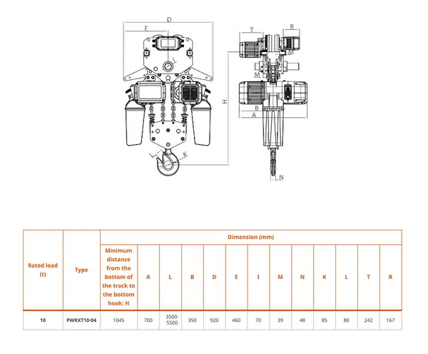 Prowinch 7 Ton Electric Chain Hoist Power Trolley 30 Ft. G100 Chain M4