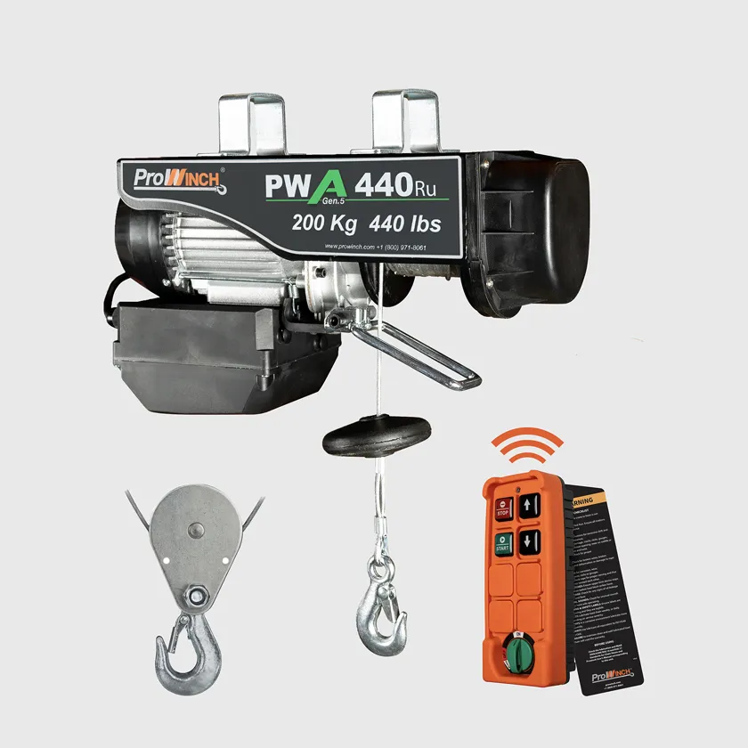 440 lb 110V Electric Wire Rope Hoist 38 ft. H1 Duty Wireless